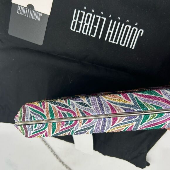 Women's Judith Lieber rectangular beach mural clutch bag detachable chain Italy - Picture 11 of 15